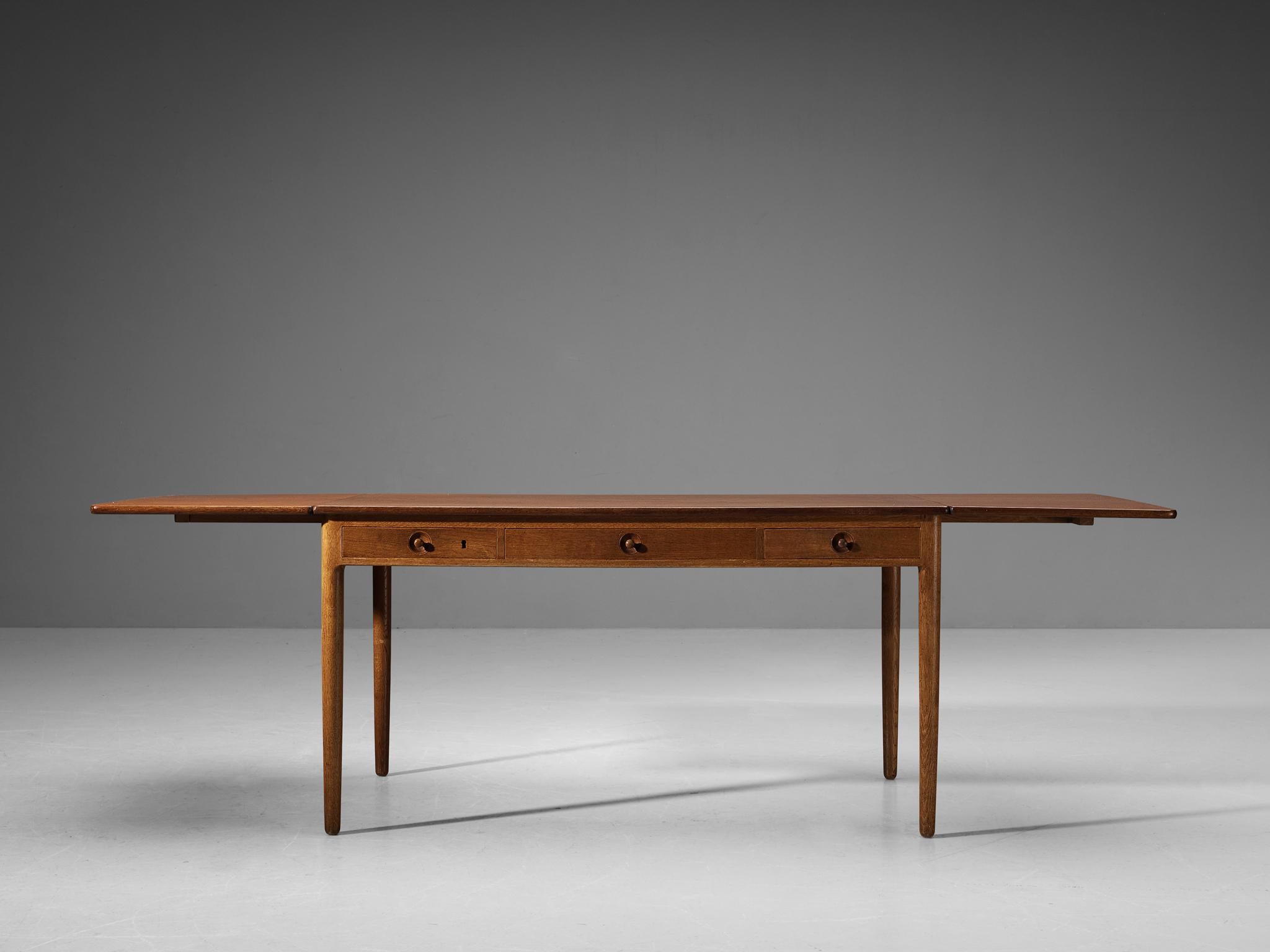 Mid-20th Century Hans Wegner for Andreas Tuck Desk with Drop-Leaves in Oak and Teak