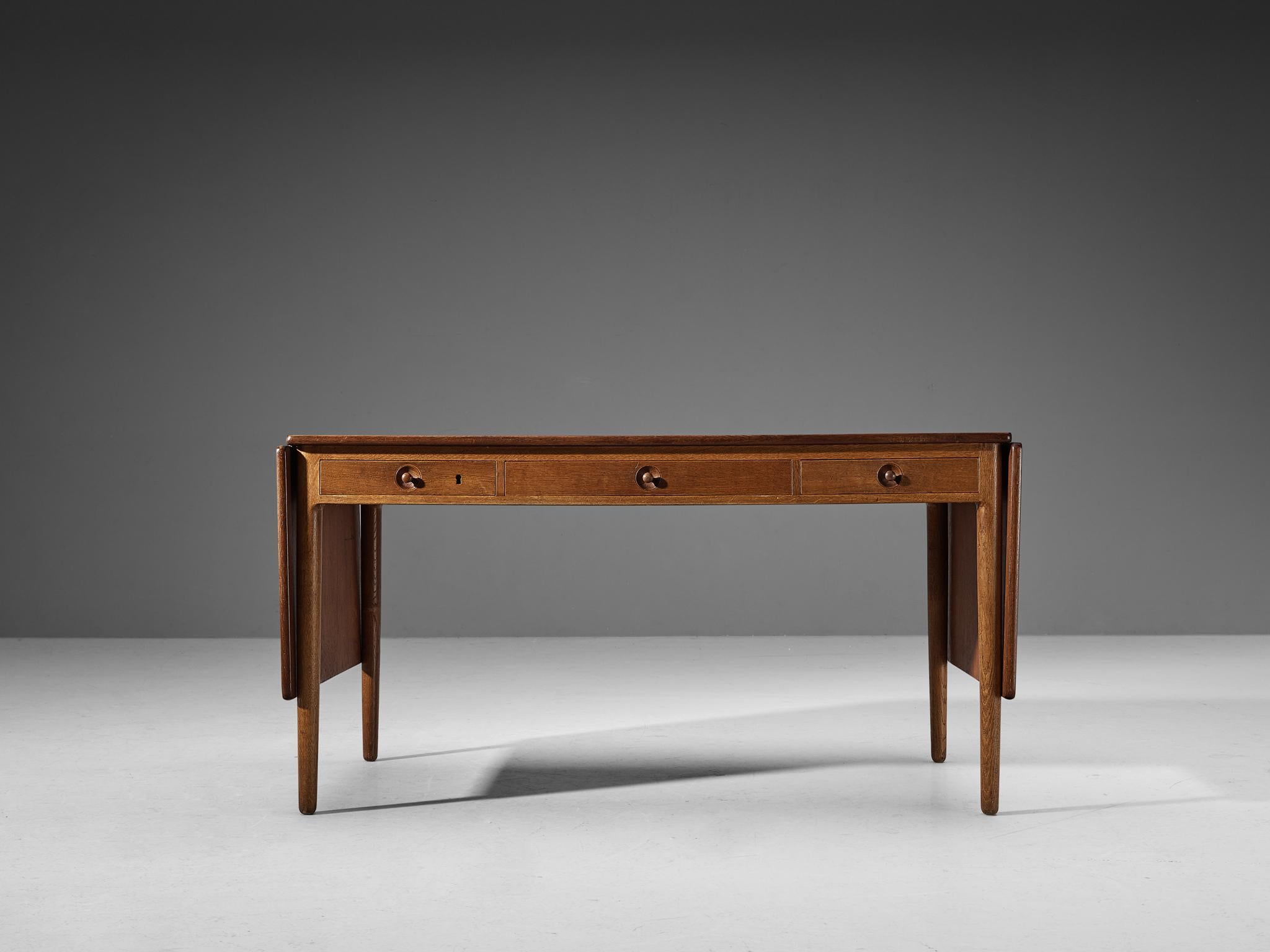 Hans Wegner for Andreas Tuck Desk with Drop-Leaves in Oak and Teak For Sale 1