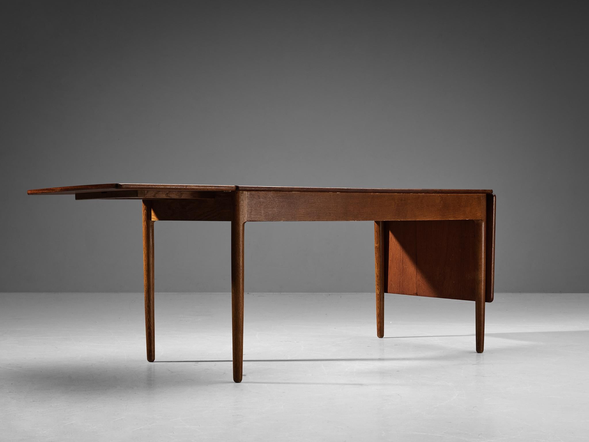 Hans Wegner for Andreas Tuck Desk with Drop-Leaves in Oak and Teak For Sale 3