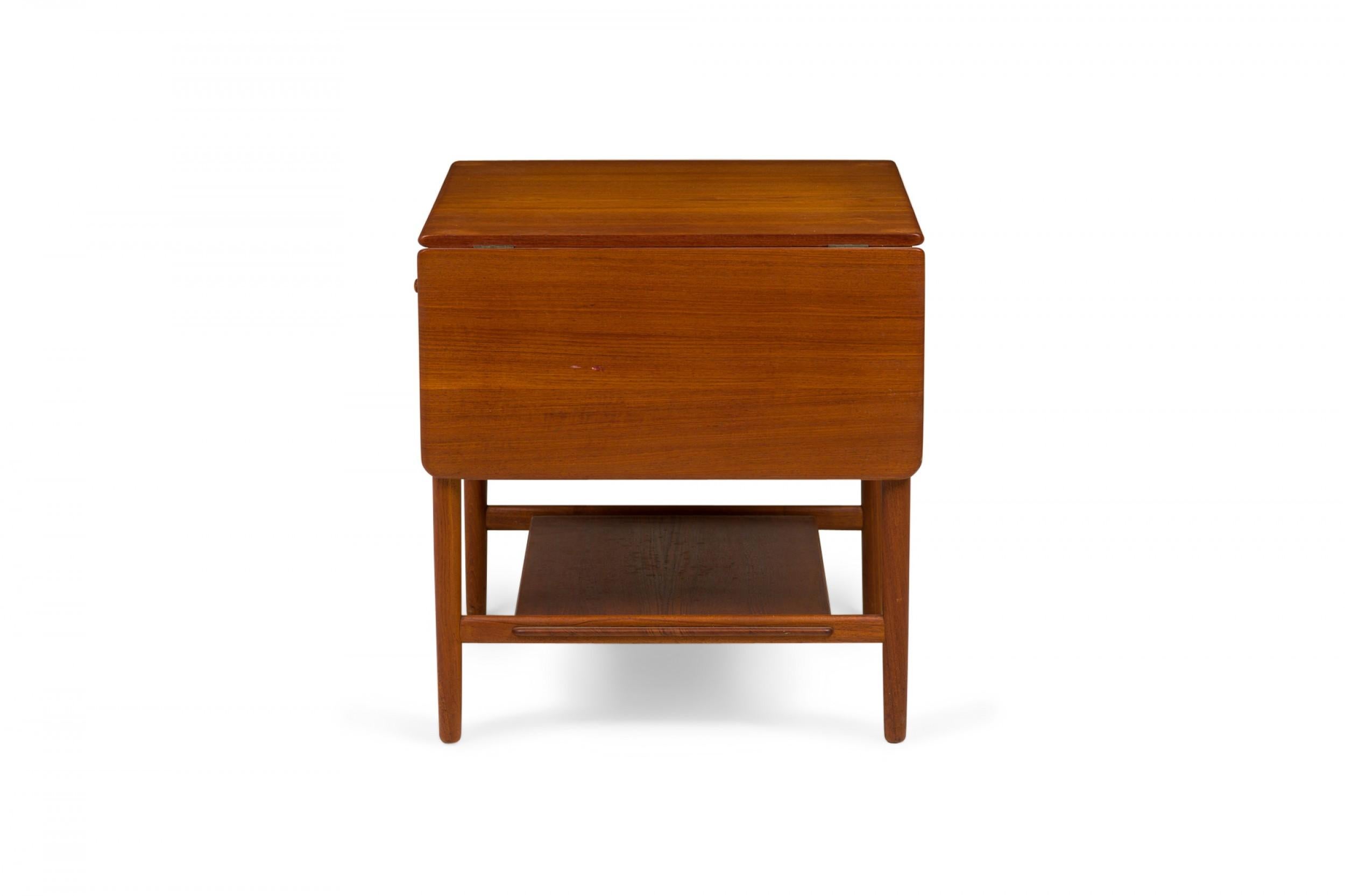 Mid-Century Modern Hans Wegner for Andreas Tuck Mid-Century Teak Wood Drop Leaf Sewing Table For Sale