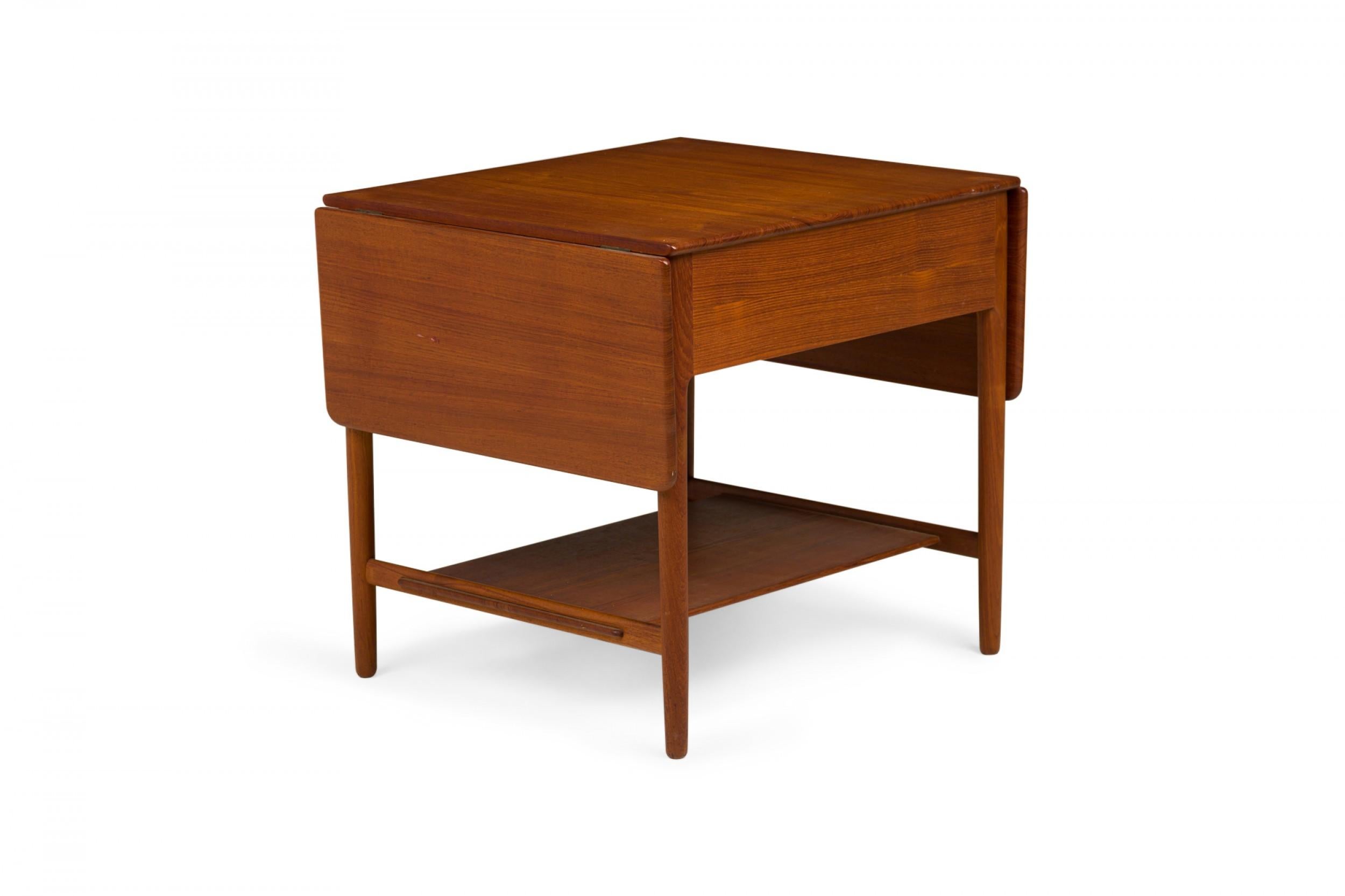 American Hans Wegner for Andreas Tuck Mid-Century Teak Wood Drop Leaf Sewing Table For Sale