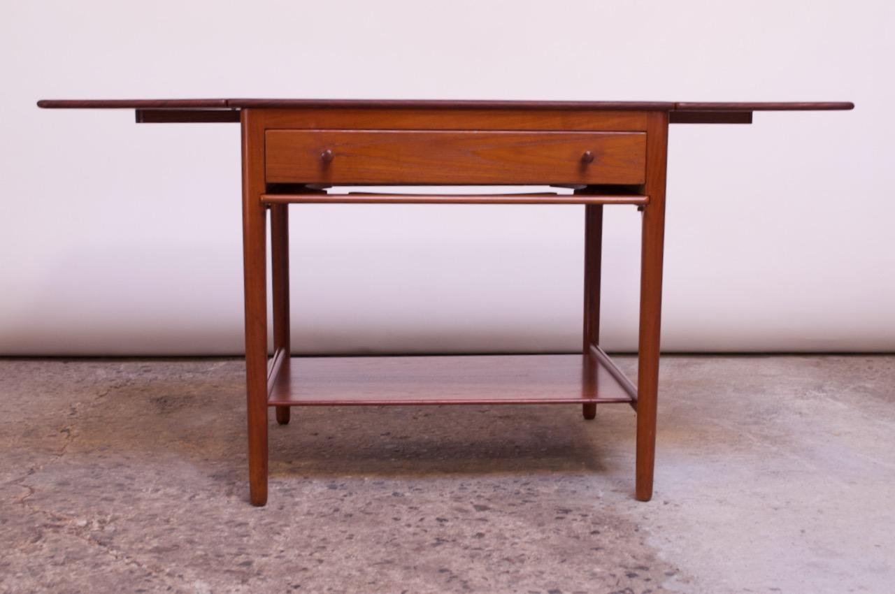 Hans Wegner for Andreas Tuck Model AT33 Drop-Leaf Sewing Table in Teak For Sale 4