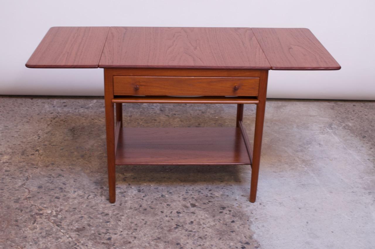 Hans Wegner for Andreas Tuck Model AT33 Drop-Leaf Sewing Table in Teak For Sale 5