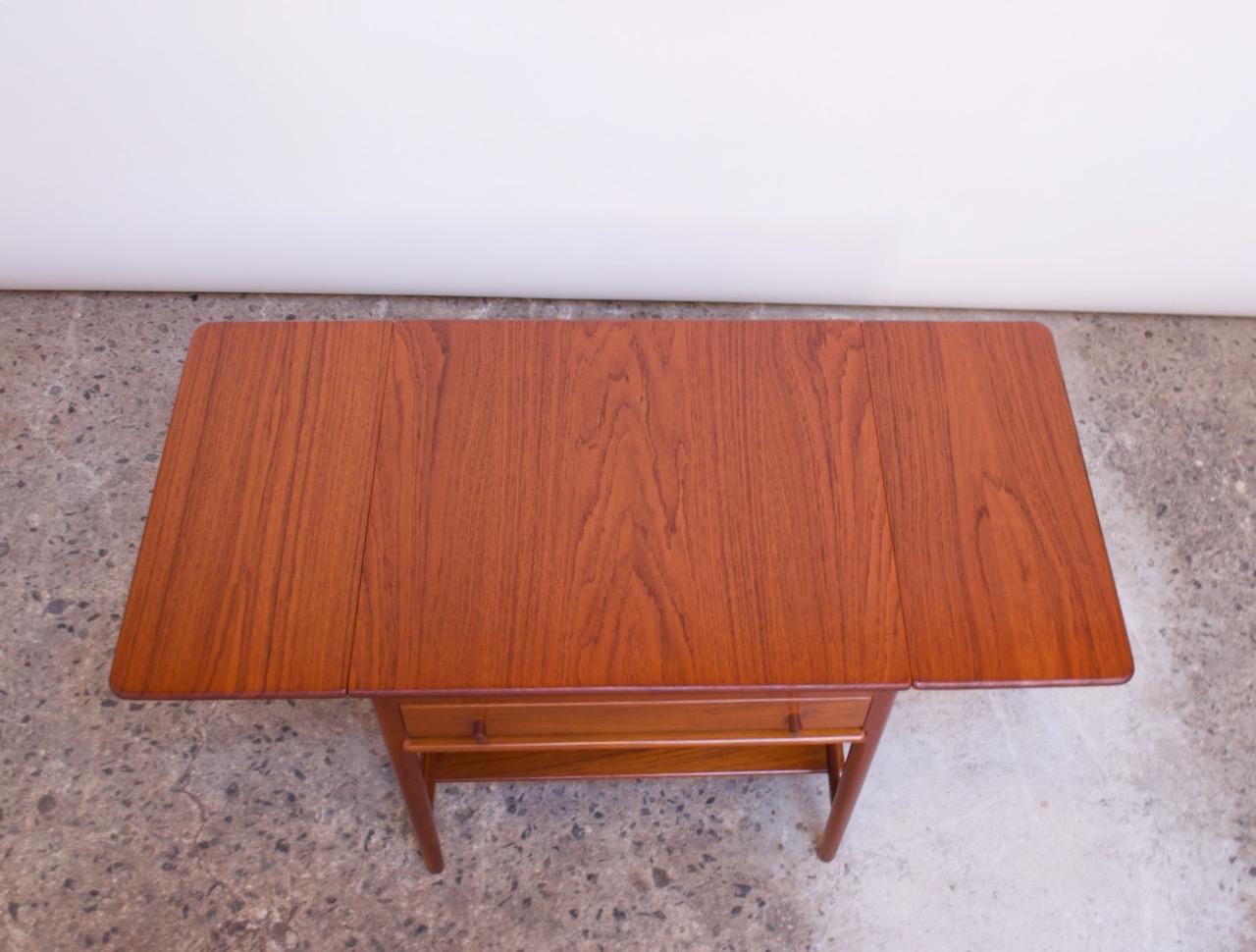 Hans Wegner for Andreas Tuck Model AT33 Drop-Leaf Sewing Table in Teak For Sale 6
