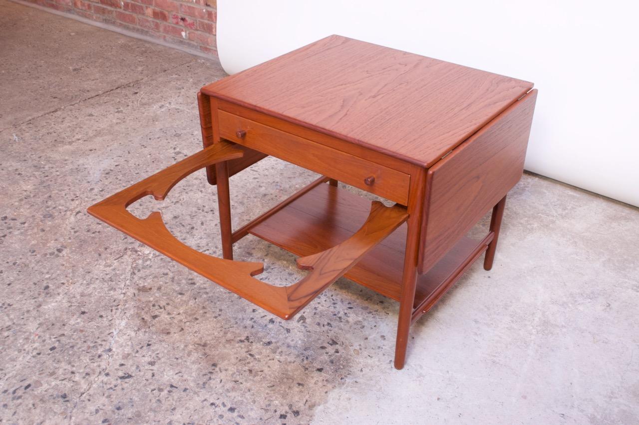 Hans Wegner for Andreas Tuck Model AT33 Drop-Leaf Sewing Table in Teak For Sale 8