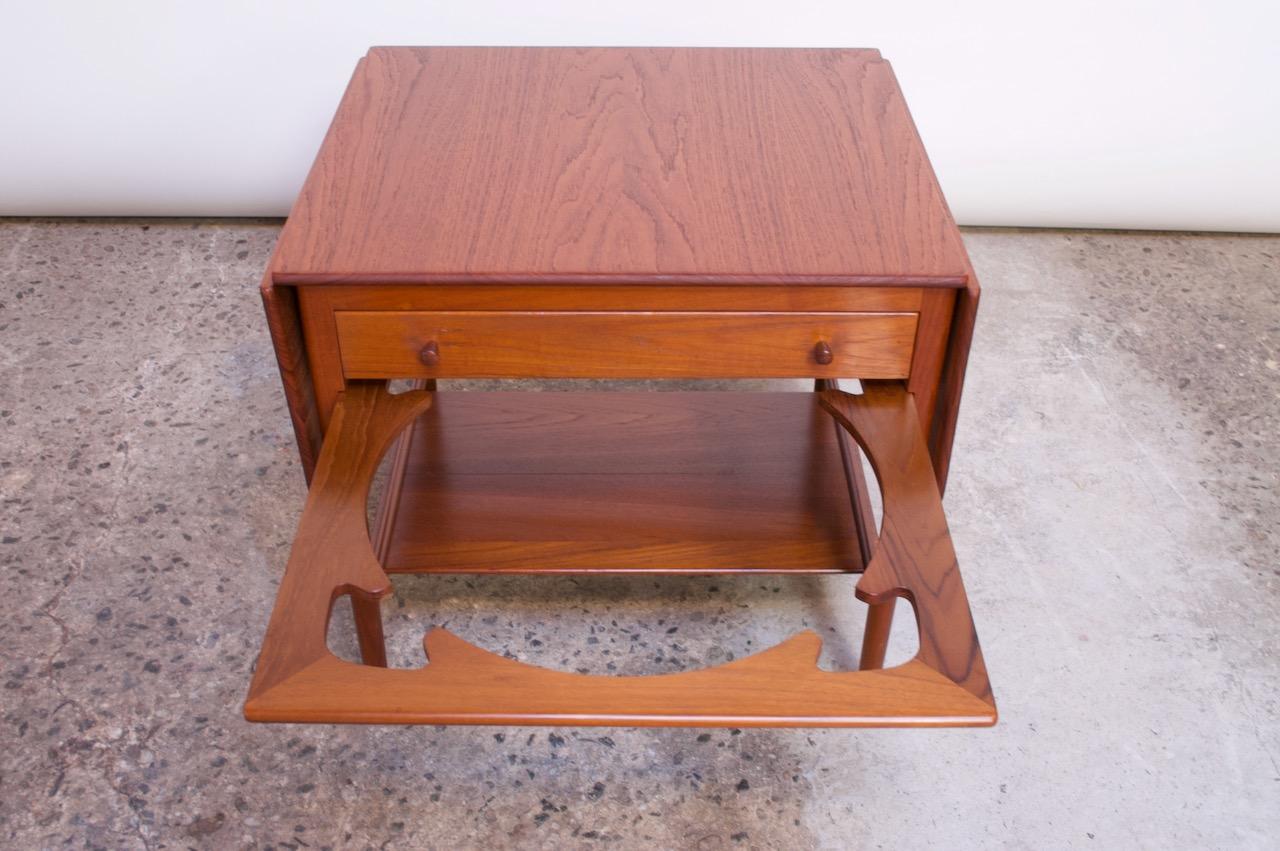 Hans Wegner for Andreas Tuck Model AT33 Drop-Leaf Sewing Table in Teak For Sale 9