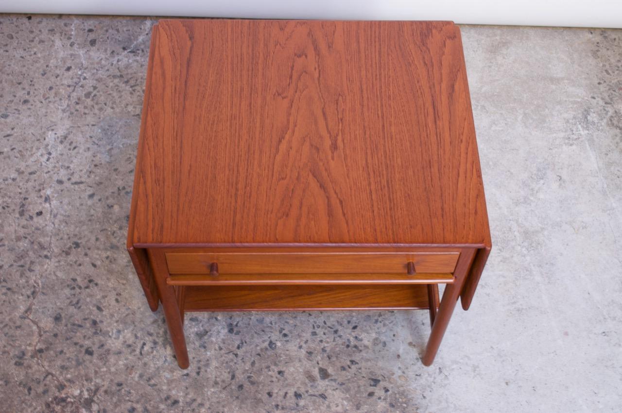 Mid-Century Modern Hans Wegner for Andreas Tuck Model AT33 Drop-Leaf Sewing Table in Teak For Sale