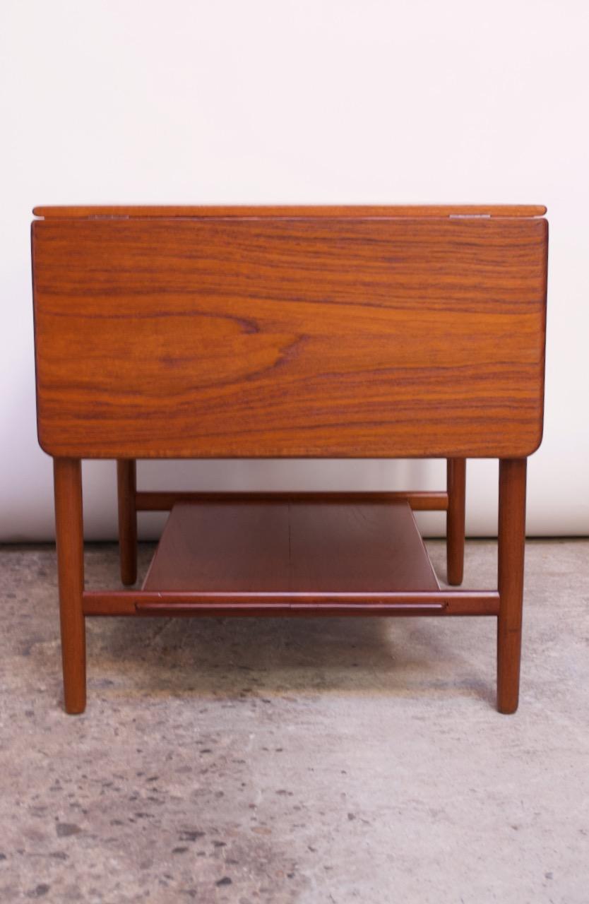 Mid-20th Century Hans Wegner for Andreas Tuck Model AT33 Drop-Leaf Sewing Table in Teak For Sale