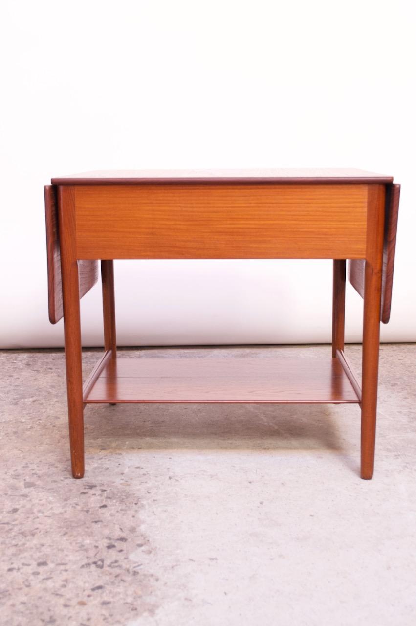 Hans Wegner for Andreas Tuck Model AT33 Drop-Leaf Sewing Table in Teak For Sale 2