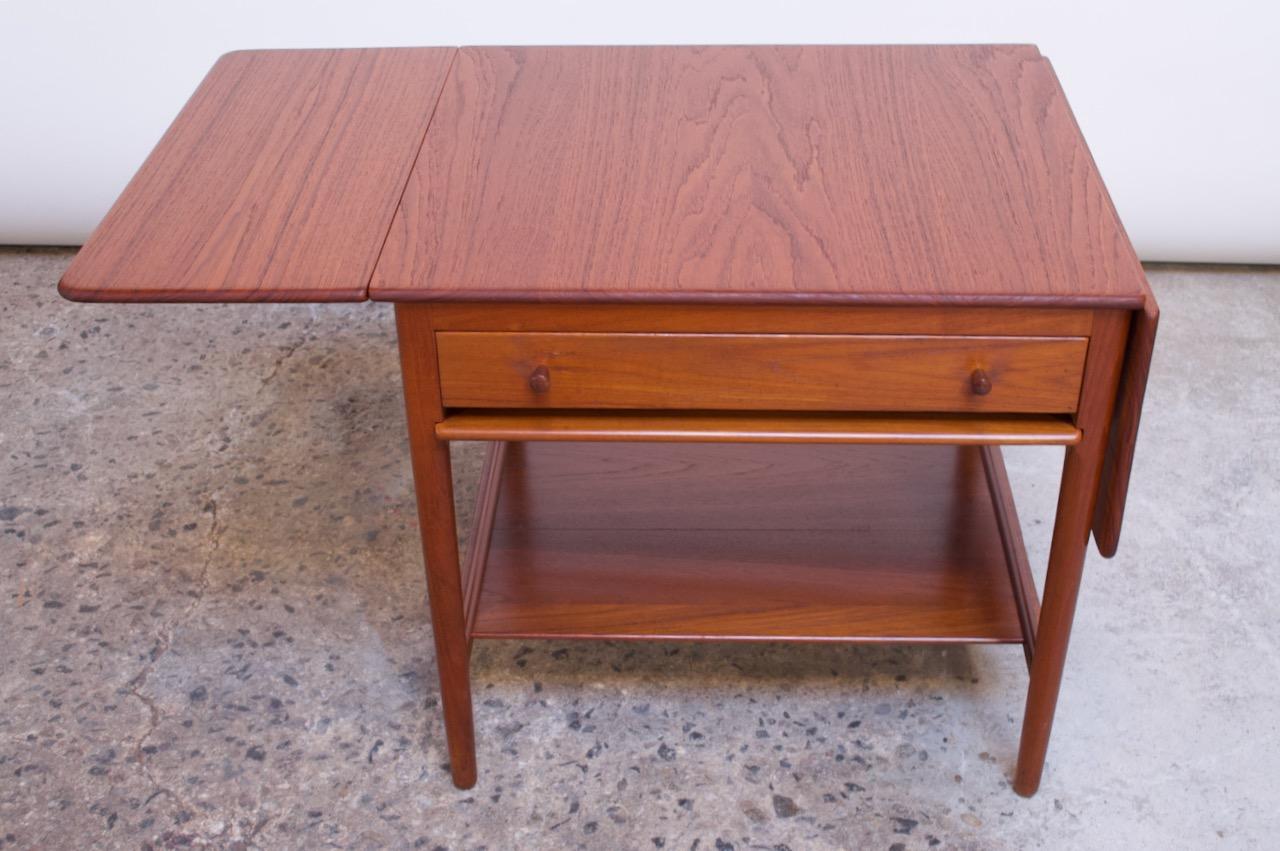 Hans Wegner for Andreas Tuck Model AT33 Drop-Leaf Sewing Table in Teak For Sale 3