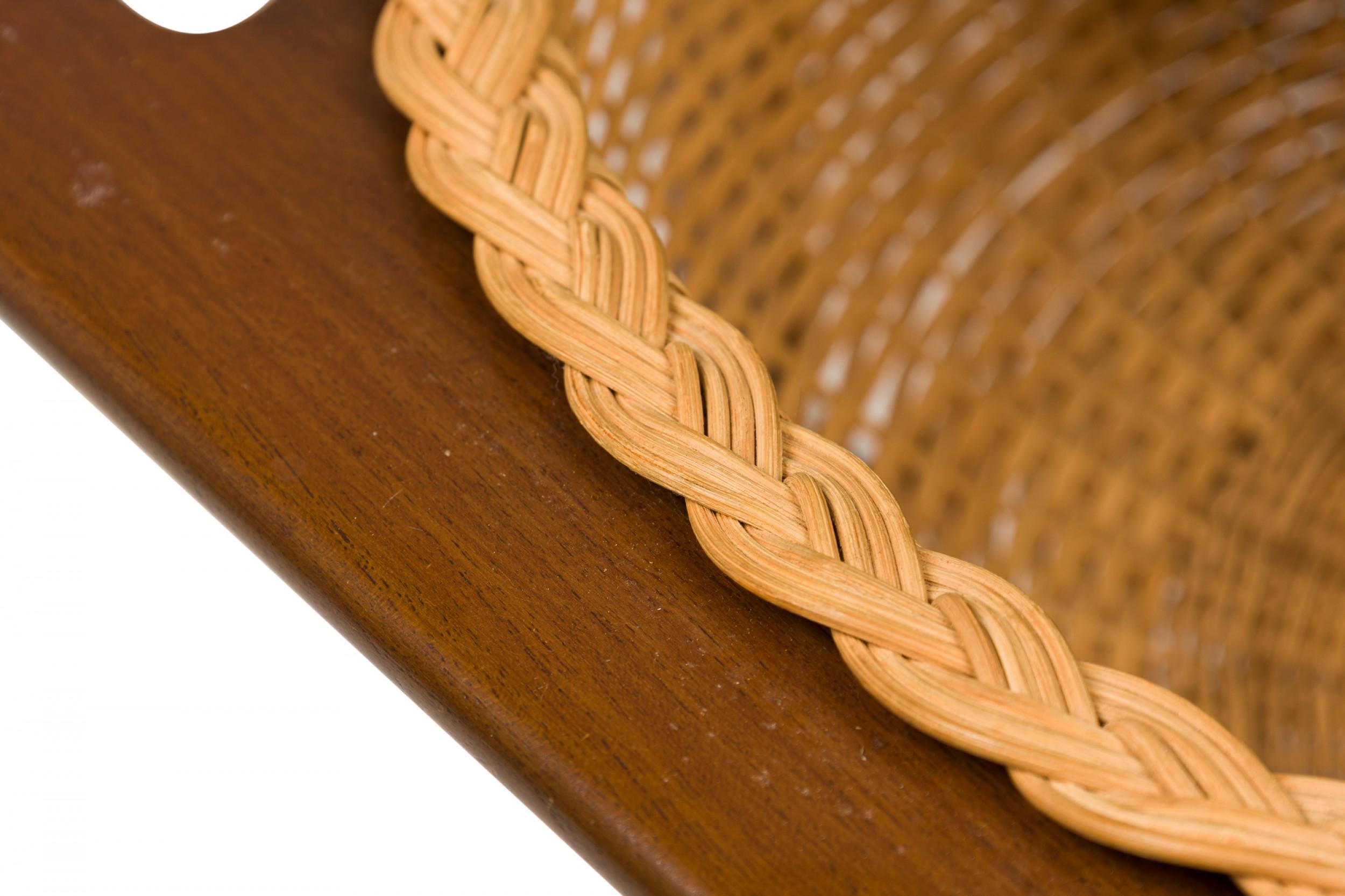 Hans Wegner for Andreas Tuck Teak Wood Drop Leaf Woven Basket Sewing Table For Sale 5