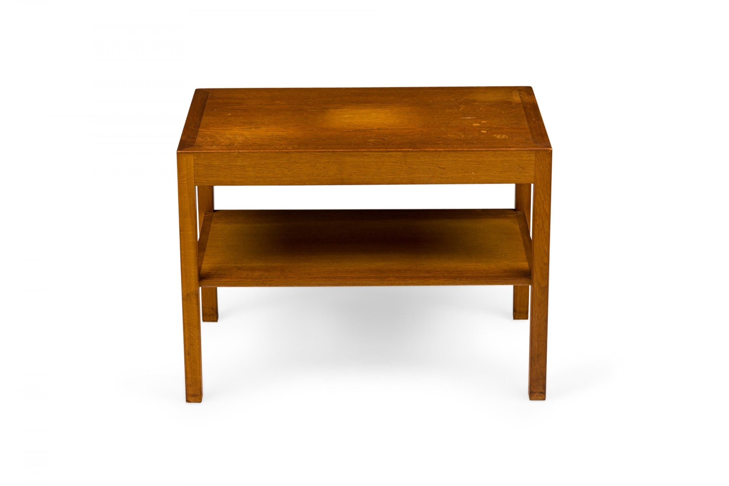 Mid-Century Modern Hans Wegner for Andreas Tuck Two Tier Rectangular Oak End / Side Table For Sale