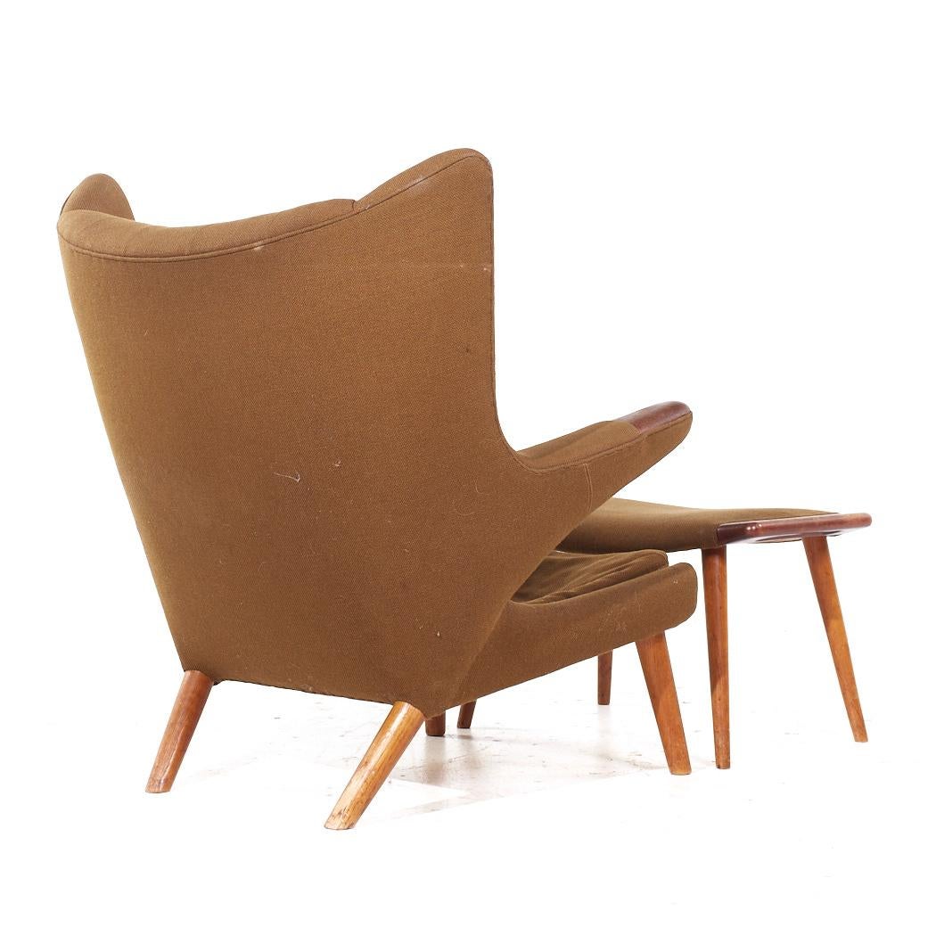 Danish Hans Wegner for AP Stolen AP19 Mid Century Papa Bear Chair and Ottoman For Sale