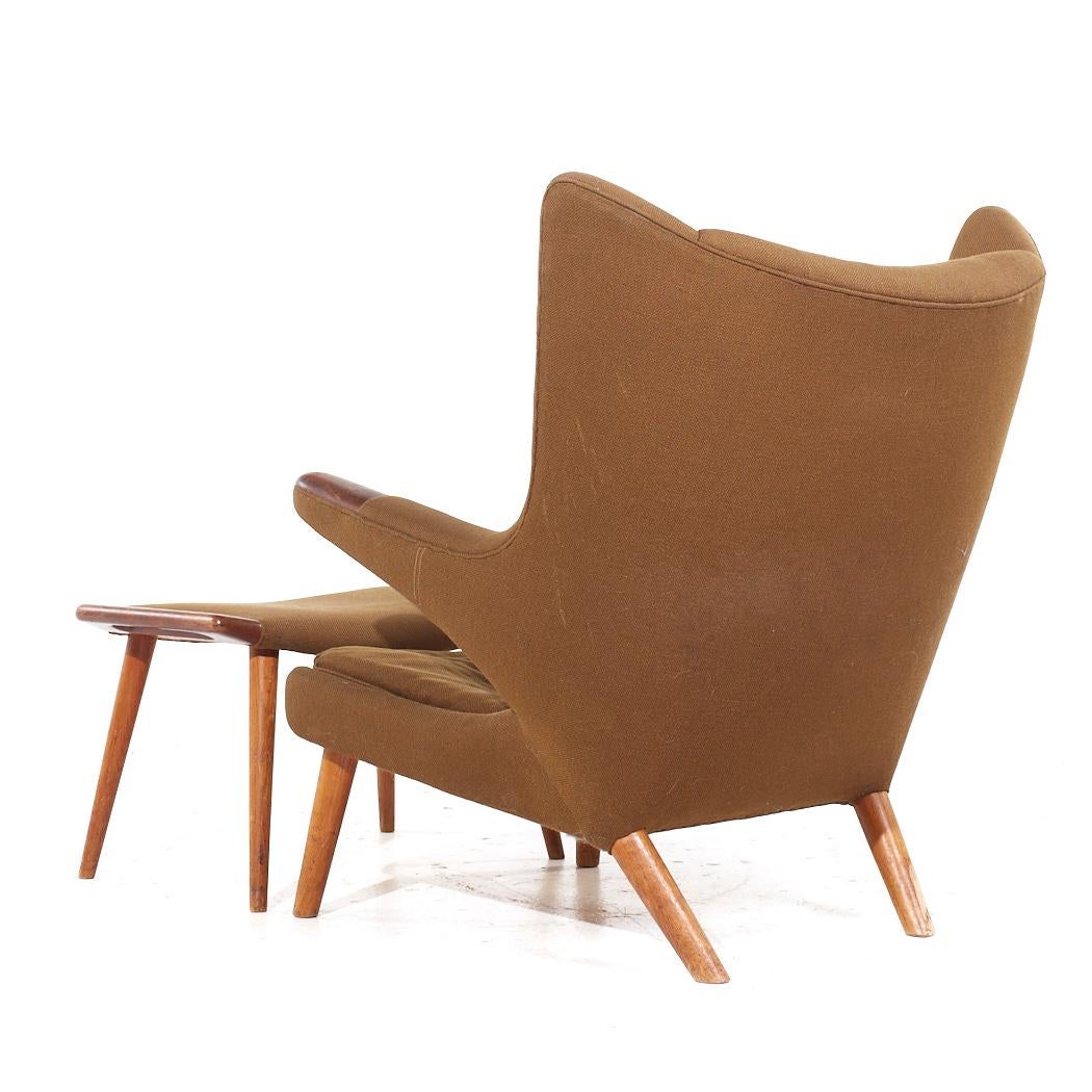 Late 20th Century Hans Wegner for AP Stolen AP19 Mid Century Papa Bear Chair and Ottoman For Sale