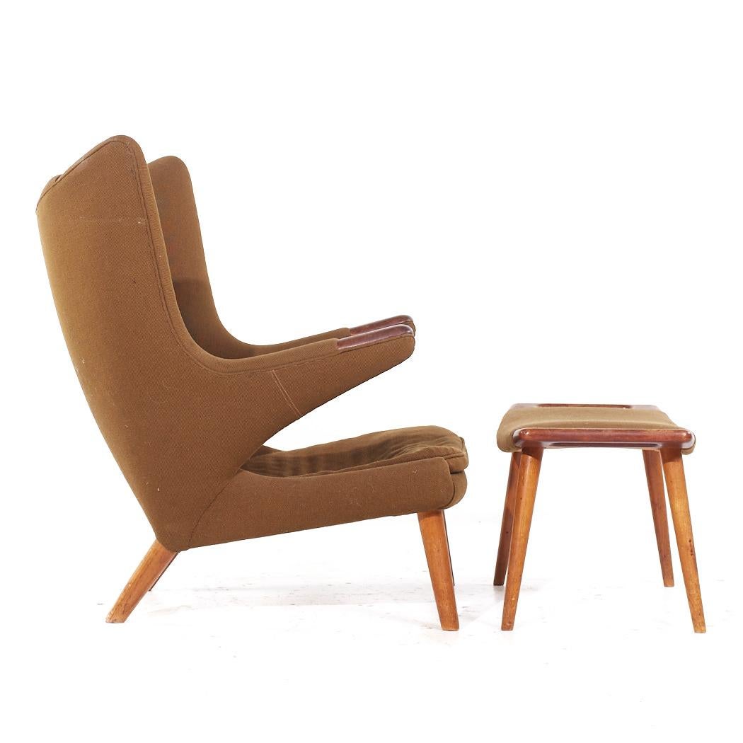 Upholstery Hans Wegner for AP Stolen AP19 Mid Century Papa Bear Chair and Ottoman For Sale