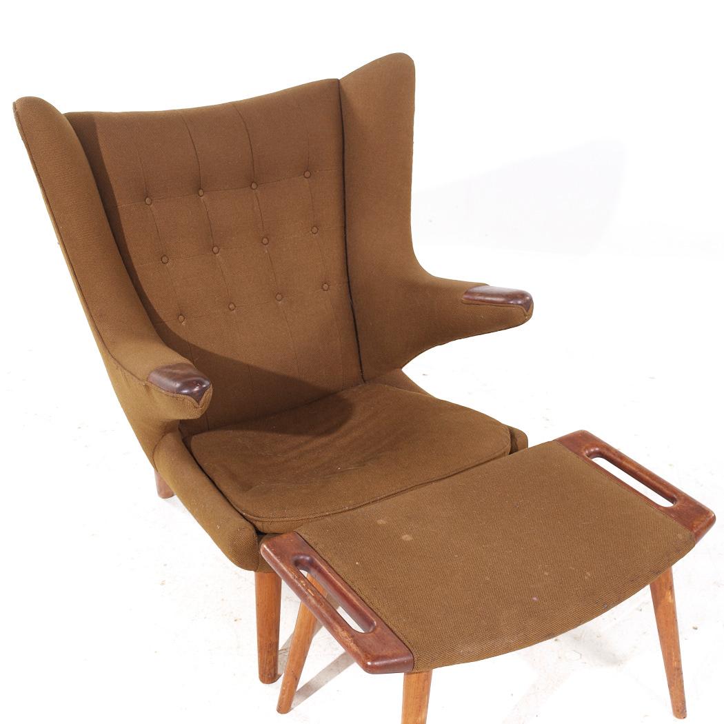 Hans Wegner for AP Stolen AP19 Mid Century Papa Bear Chair and Ottoman For Sale 2