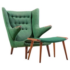 Hans Wegner für AP Stolen AP19 Mid Century Papa Bear Chair und Ottoman