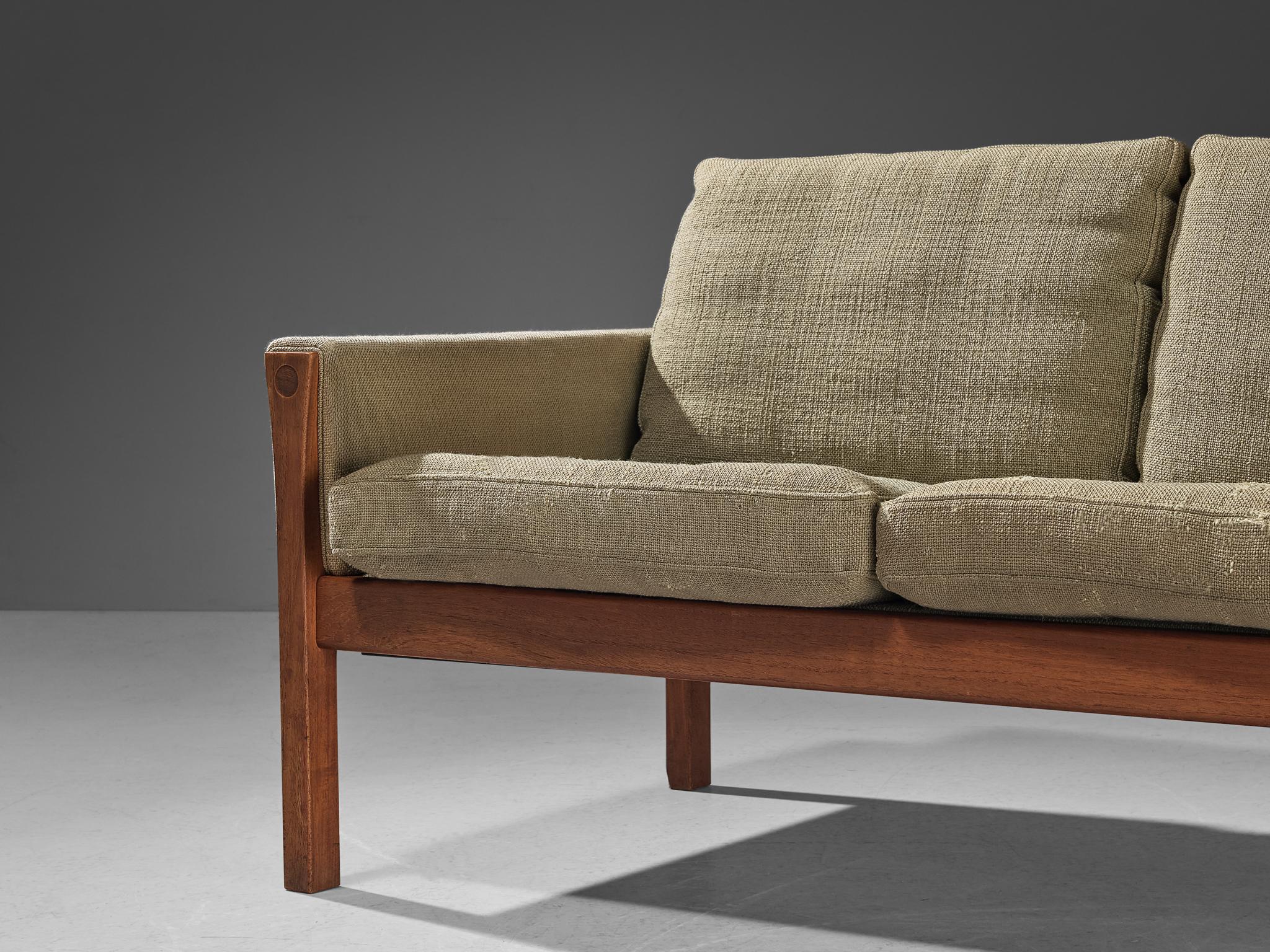Scandinavian Modern Hans Wegner for AP Stolen Sofa in Grey Upholstery and Teak