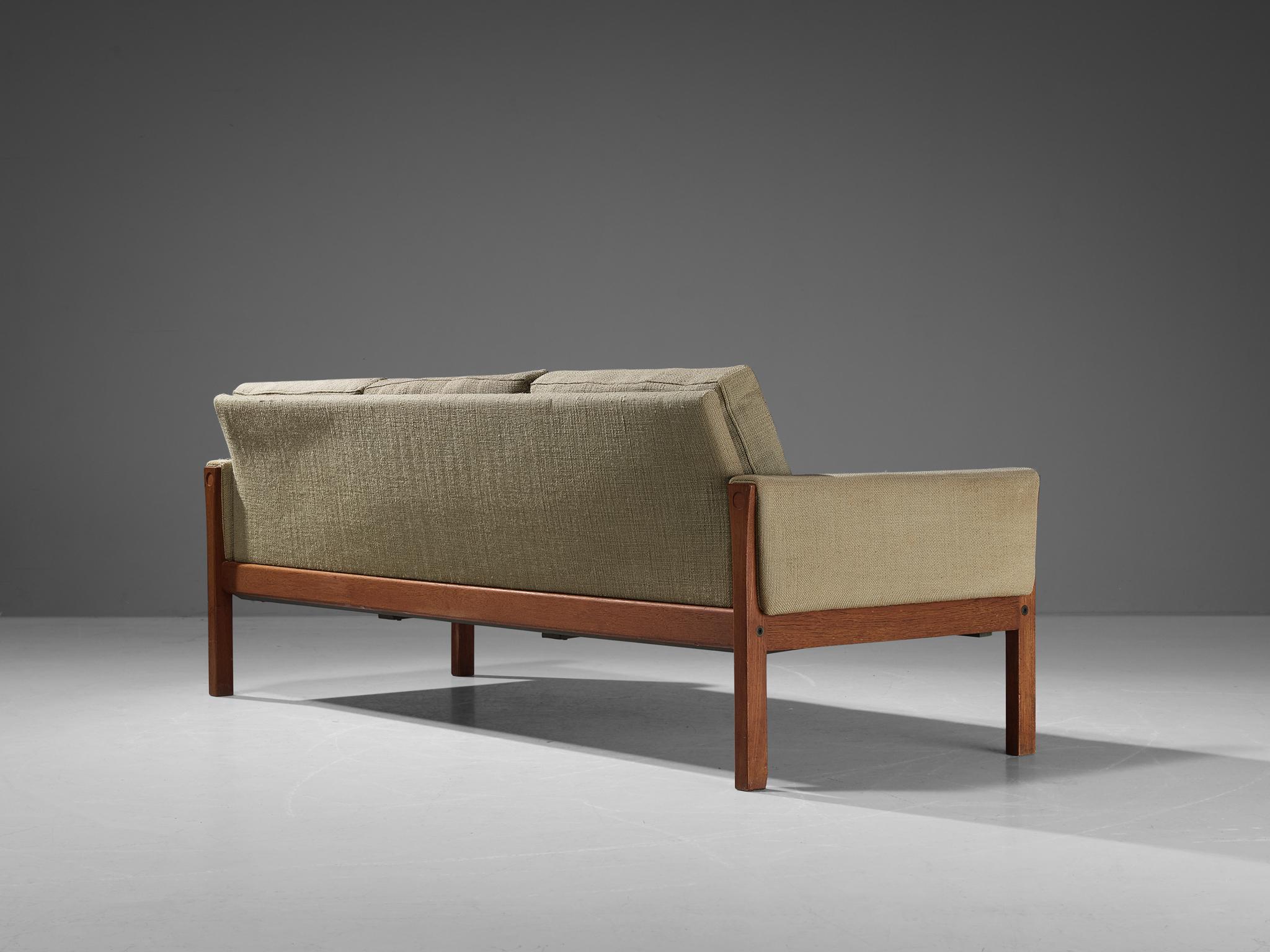 Mid-20th Century Hans Wegner for AP Stolen Sofa in Grey Upholstery and Teak