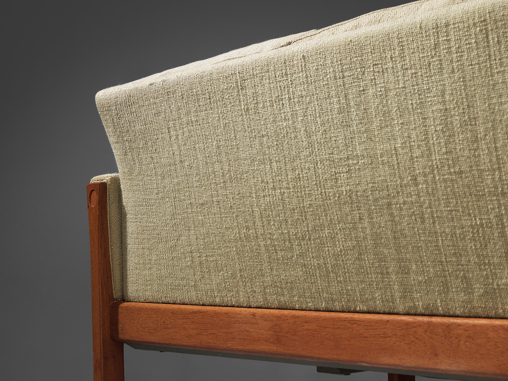 Fabric Hans Wegner for AP Stolen Sofa in Grey Upholstery and Teak