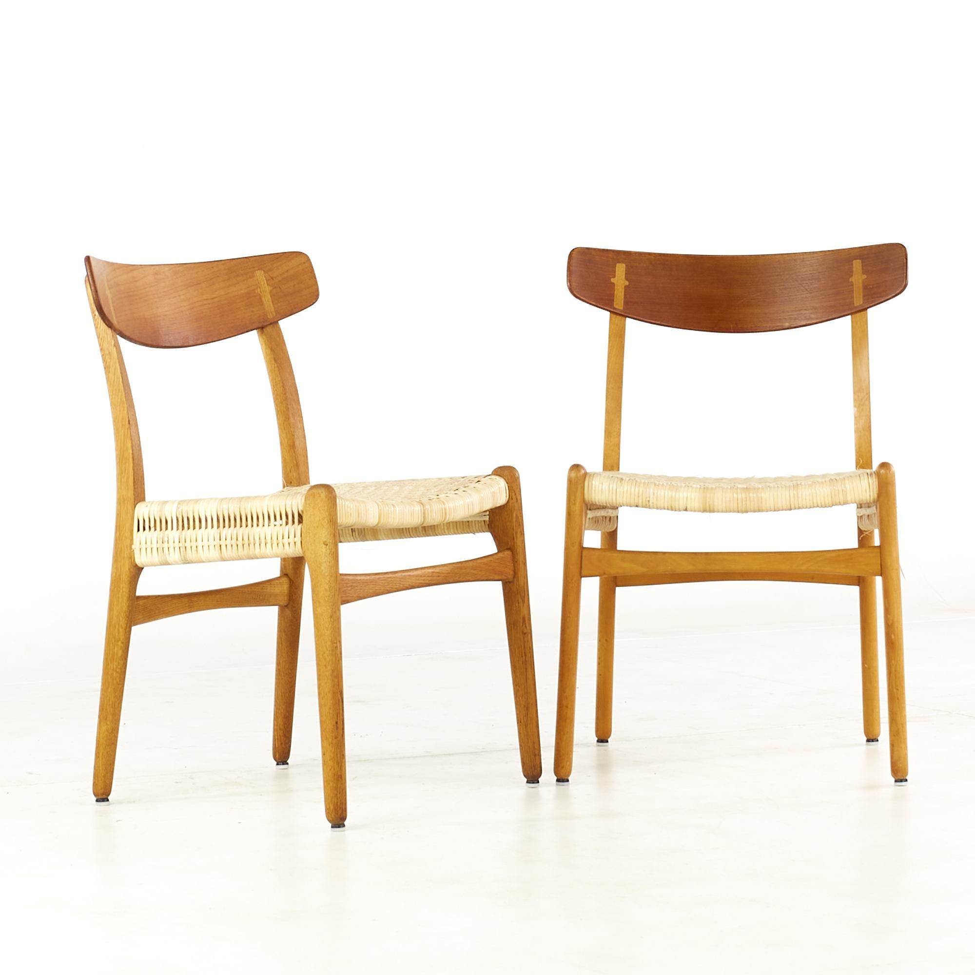 Hans Wegner for Carl Hansen and Son midcentury Teak CH23 Dining Chairs - Pair

These chairs Measure: 18.5 wide x 19.5 deep x 30.5 inches high, with a seat height/chair clearance of 18.25 inches

All pieces of furniture can be had in what we call