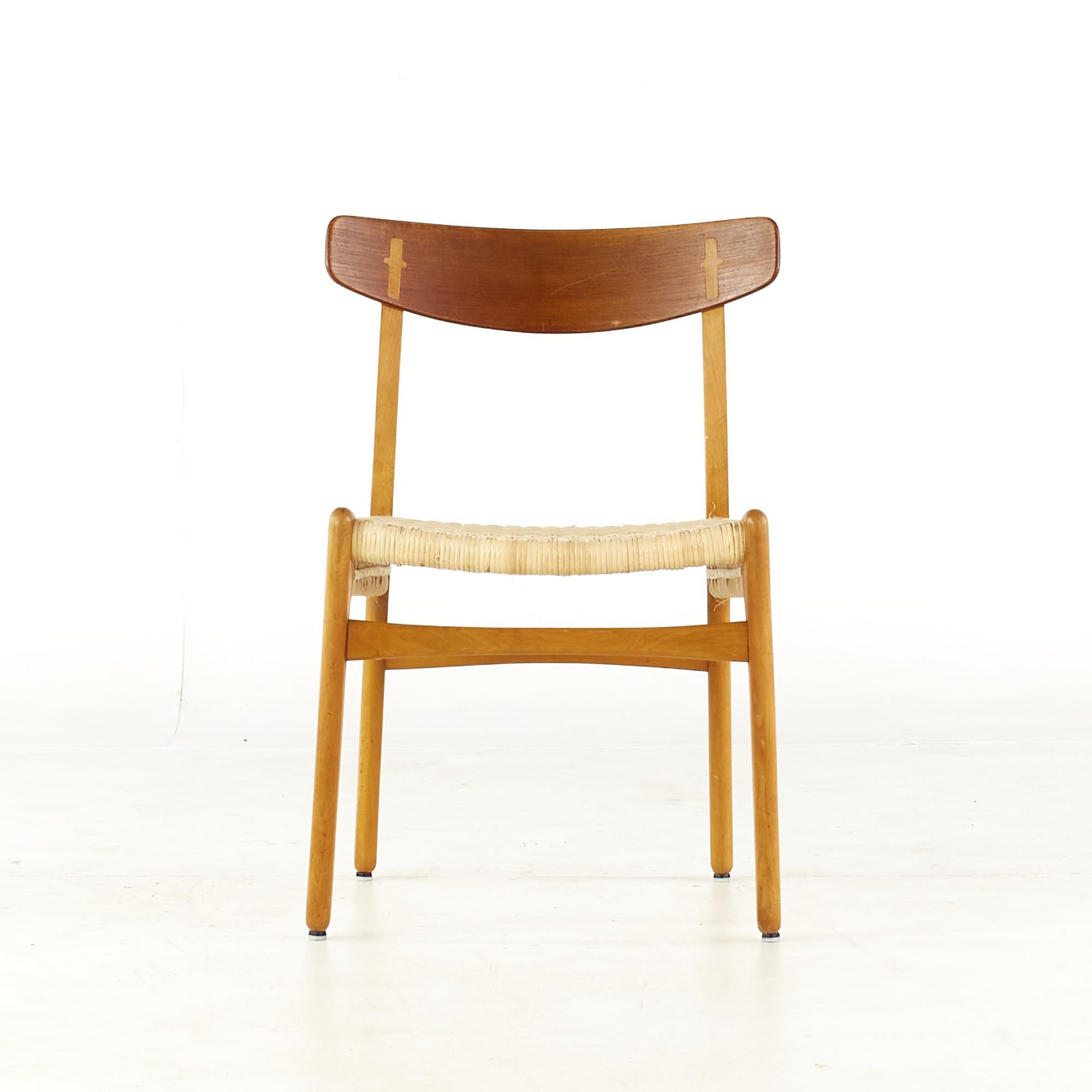 Hans Wegner for Carl Hansen and Son Midcentury Teak CH23 Dining Chairs, Pair In Good Condition In Franklin Park, IL