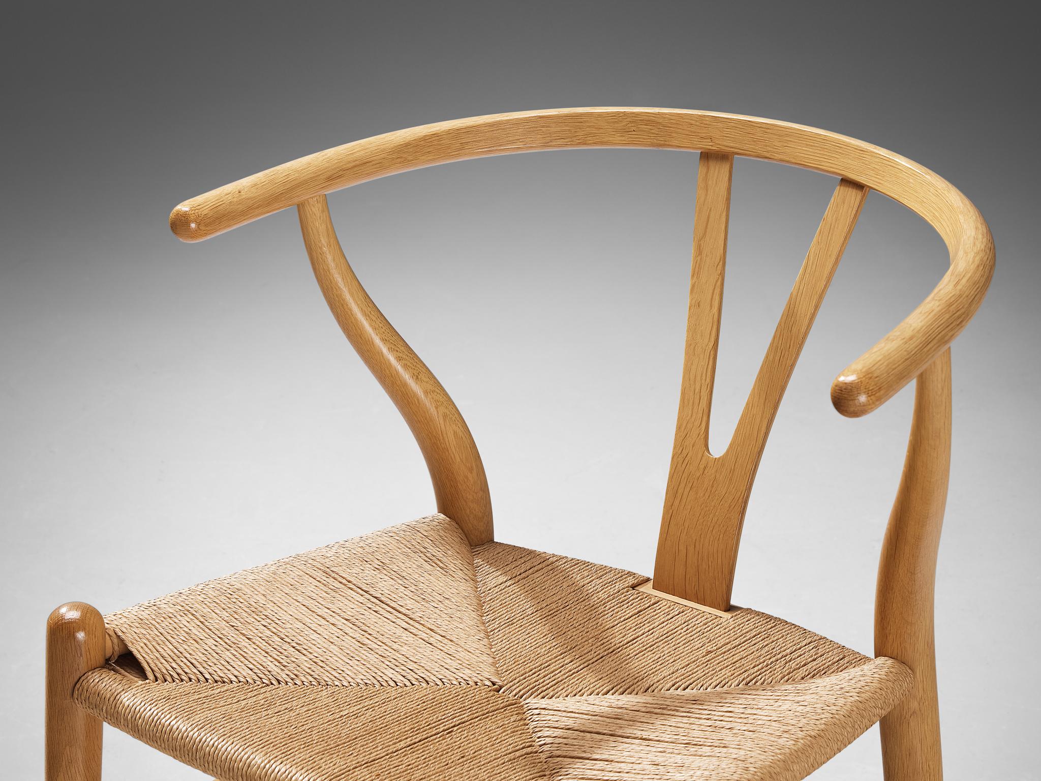Papercord Hans Wegner for Carl Hansen & Søn Pair of 'Wishbone' Chairs in Oak  For Sale