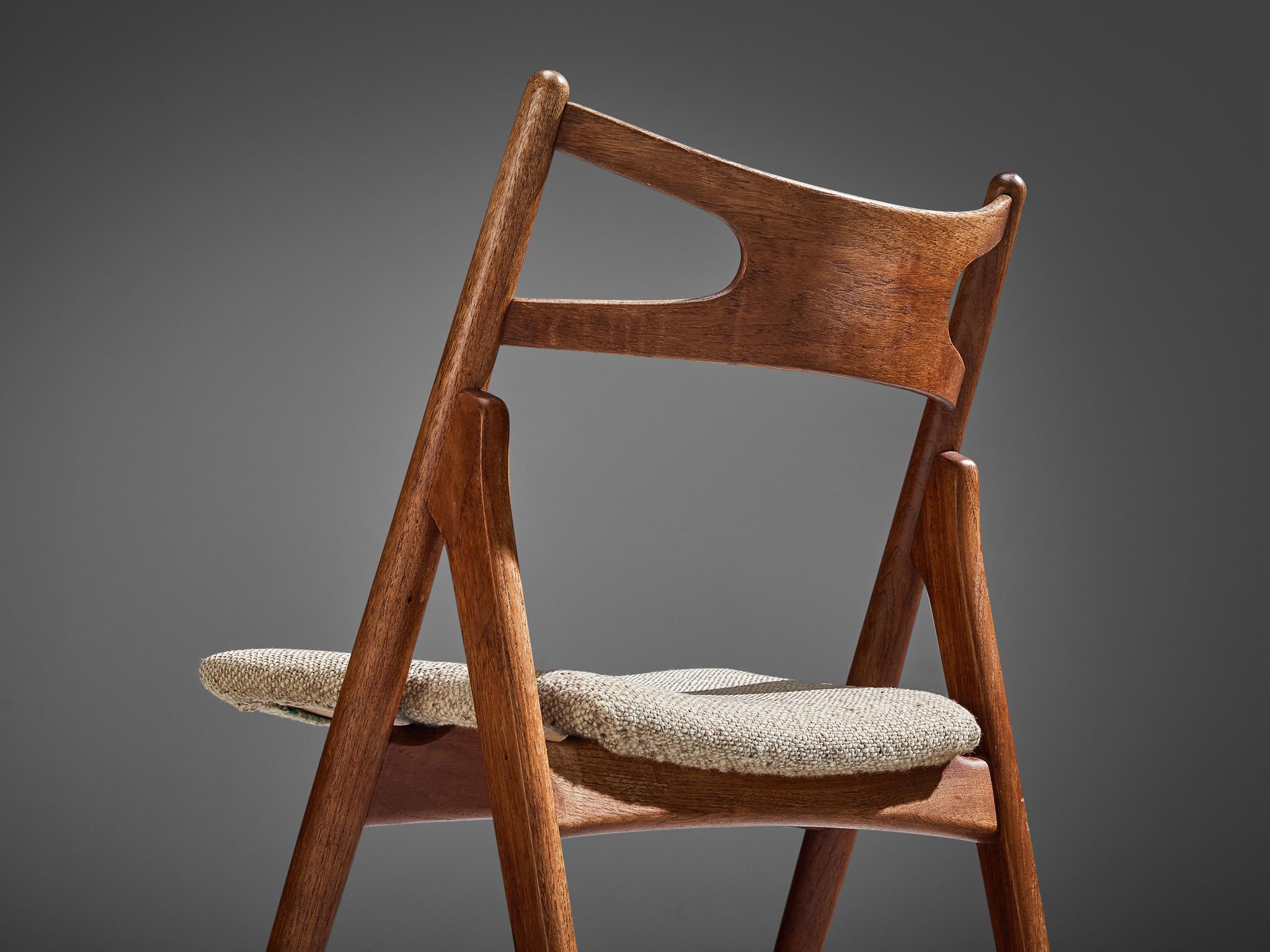 Scandinavian Modern Hans Wegner for Carl Hansen & Søn 'Sawbuck' Dining Chair in Teak  For Sale