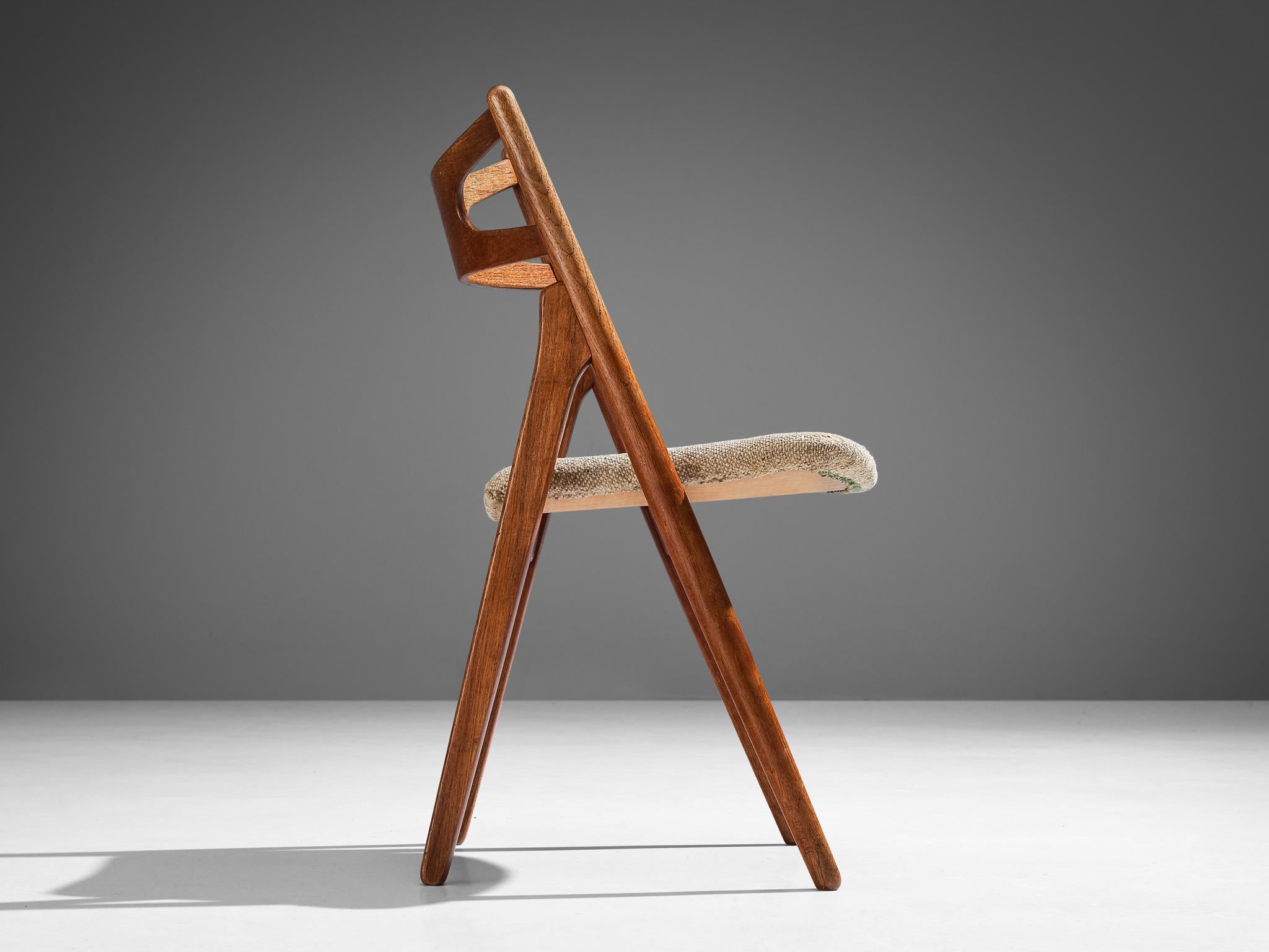 Hans Wegner for Carl Hansen & Søn 'Sawbuck' Dining Chair in Teak  In Good Condition For Sale In Waalwijk, NL