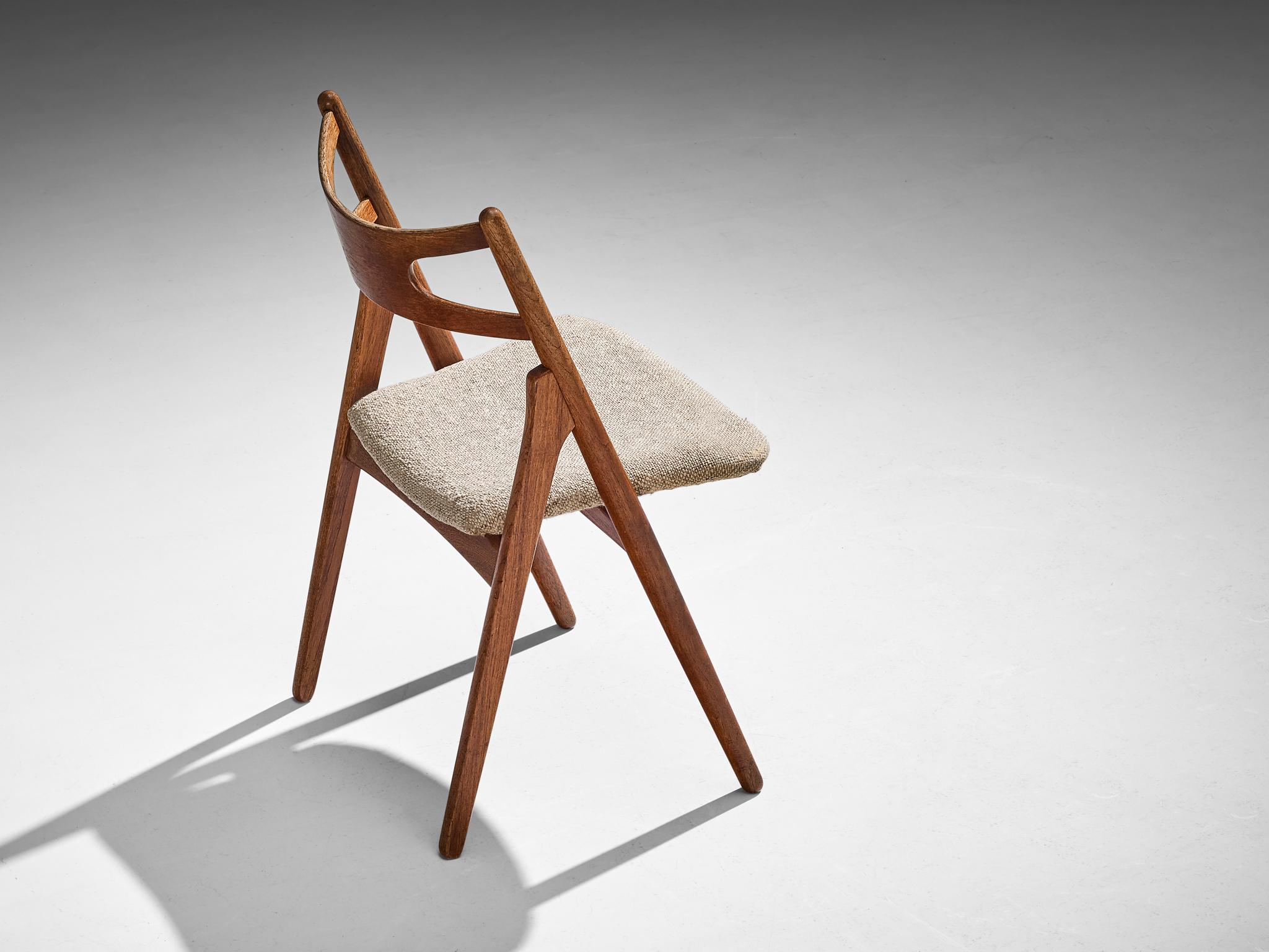 Fabric Hans Wegner for Carl Hansen & Søn 'Sawbuck' Dining Chair in Teak  For Sale