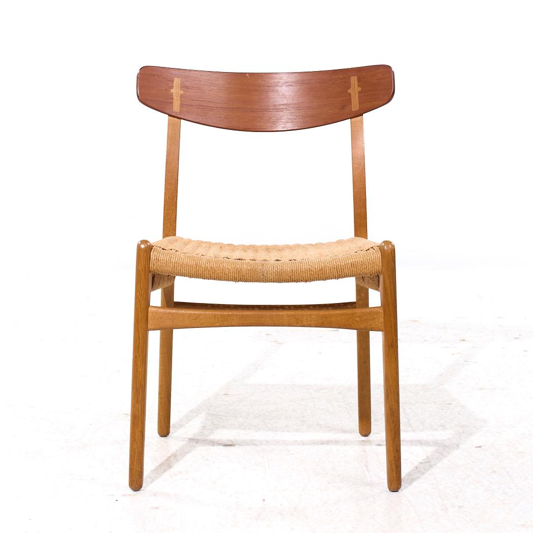 Hans Wegner für Carl Hansen & Son CH23 MCM Danish Teak Oak Dining Chairs - Paar im Zustand „Gut“ im Angebot in Countryside, IL