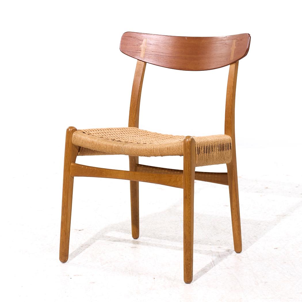 Hans Wegner für Carl Hansen & Son CH23 MCM Danish Teak Oak Dining Chairs - Paar (Ende des 20. Jahrhunderts) im Angebot