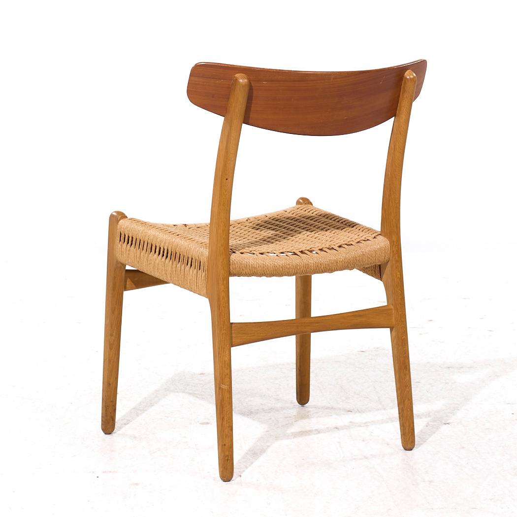 Hans Wegner für Carl Hansen & Son CH23 MCM Danish Teak Oak Dining Chairs - Paar (Cord) im Angebot