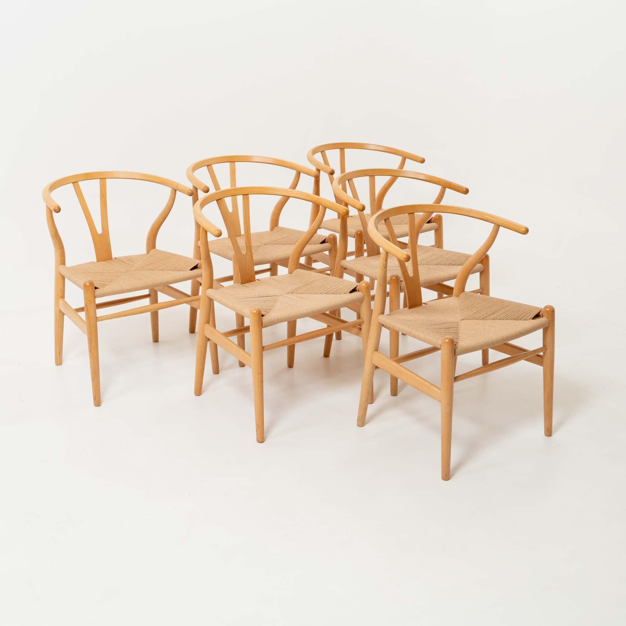 Hans Wegner für Carl Hansen & Sohn Wishbone-Stühle, 6er-Set aus Eiche und Papierkordel (Moderne der Mitte des Jahrhunderts) im Angebot