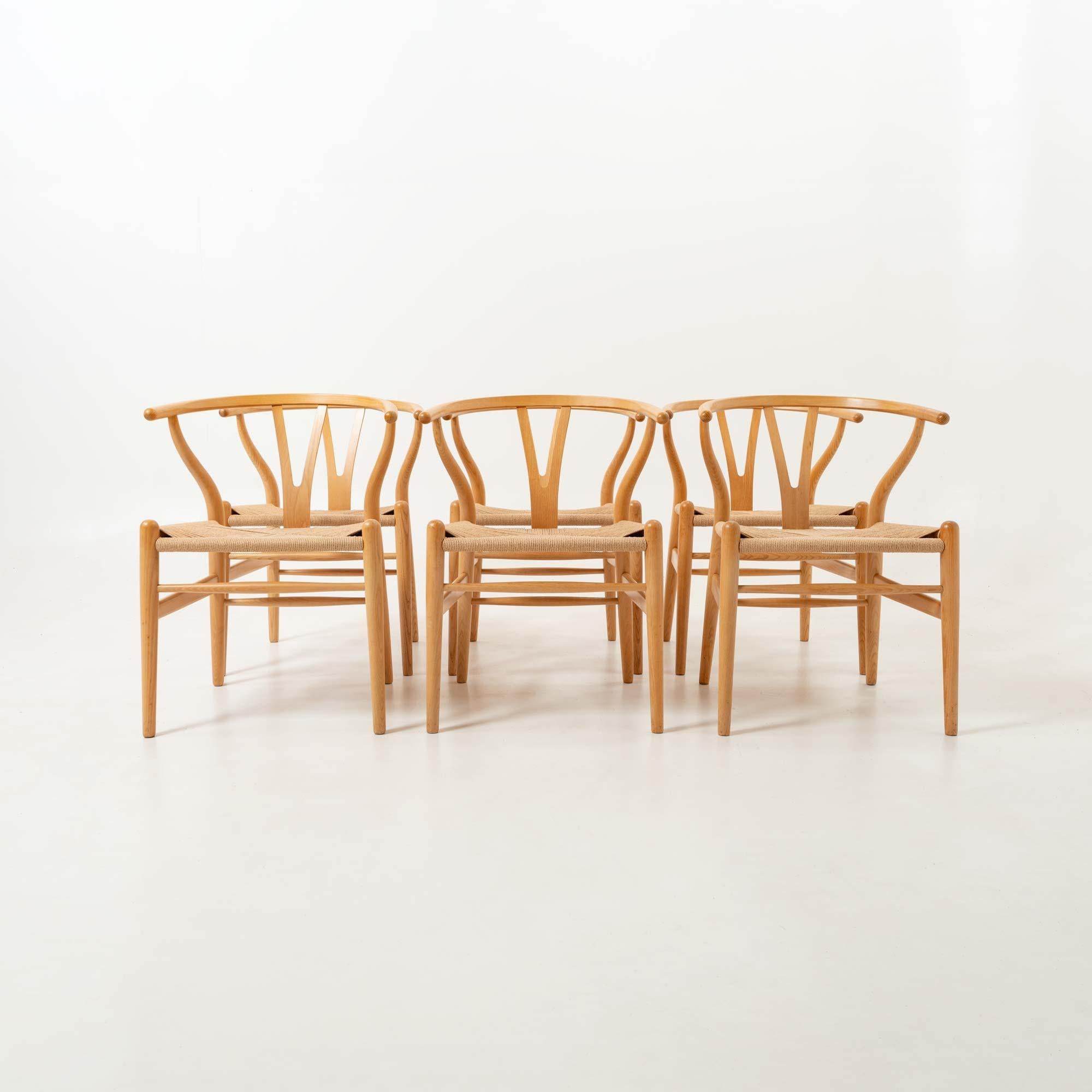 Hans Wegner für Carl Hansen & Sohn Wishbone-Stühle, 6er-Set aus Eiche und Papierkordel (Dänisch) im Angebot
