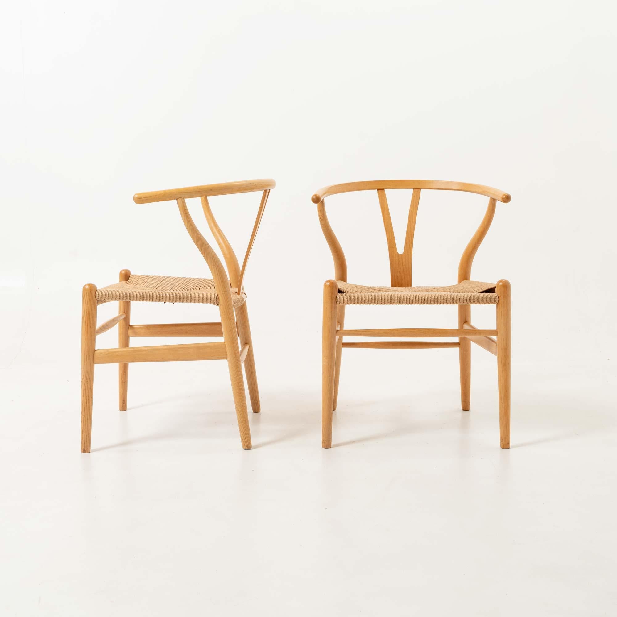 Hans Wegner für Carl Hansen & Sohn Wishbone-Stühle, 6er-Set aus Eiche und Papierkordel (Ende des 20. Jahrhunderts) im Angebot