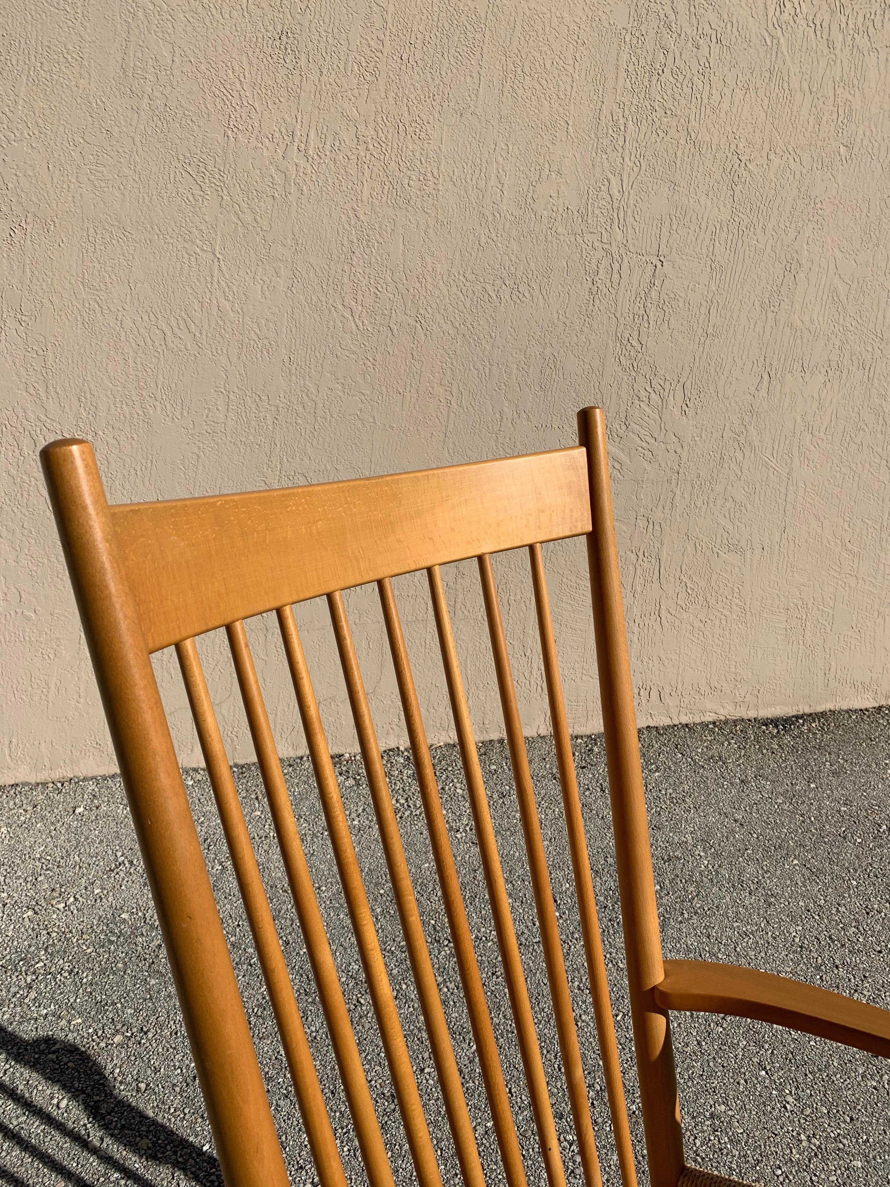 Hans Wegner for FDB Mobler J16 Rocking Chair in Beech Wood and Danish Cord In Good Condition In Boynton Beach, FL