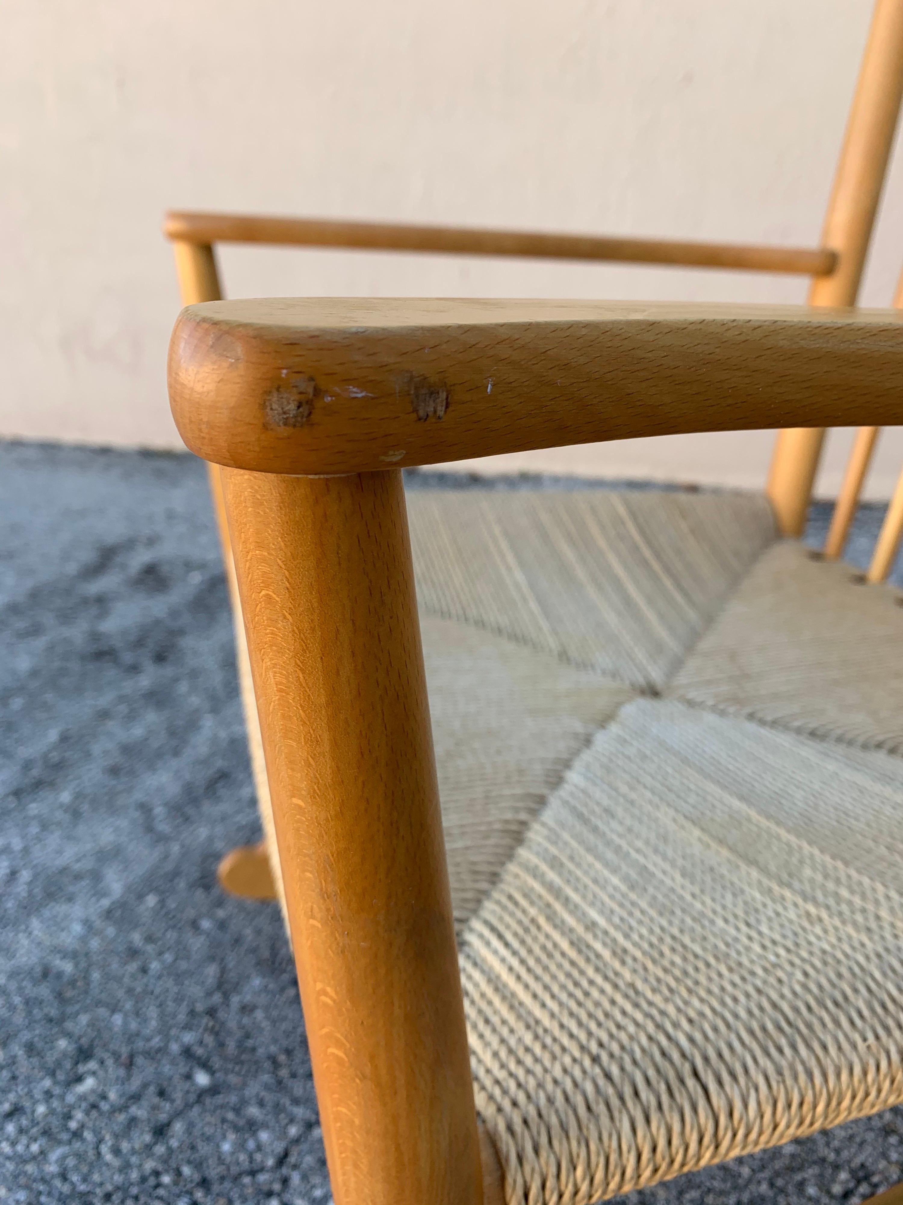 Hans Wegner for FDB Mobler J16 Rocking Chair in Beech Wood and Danish Cord 1