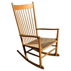 Hans Wegner for FDB Mobler J16 Rocking Chair in Beech Wood and Danish Cord