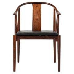 Hans Wegner for Fritz Hansen China Chair, Rosewood and Black Leather