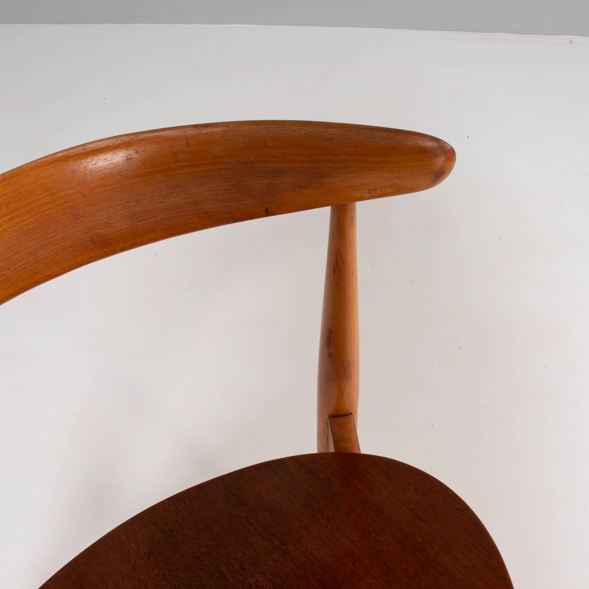 Mid-Century Modern Hans Wegner for Fritz Hansen FH4103 Beech & Teak Heart Dining Chair For Sale