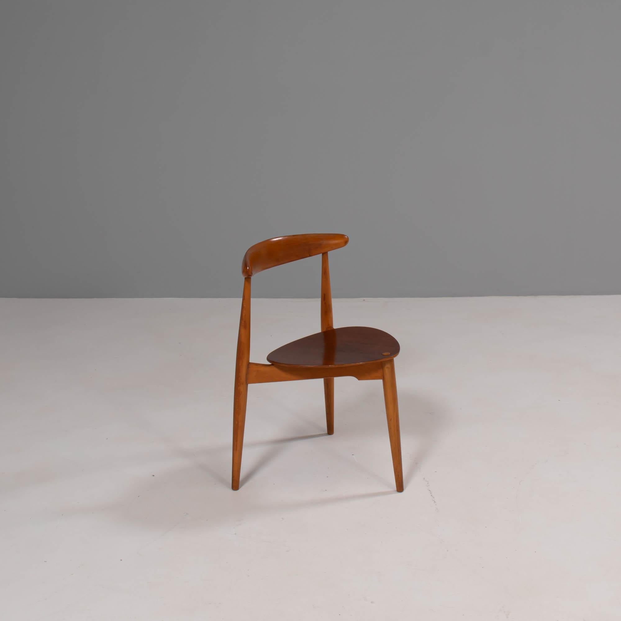 Danish Hans Wegner for Fritz Hansen FH4103 Beech & Teak Heart Chairs, Set of 6 For Sale