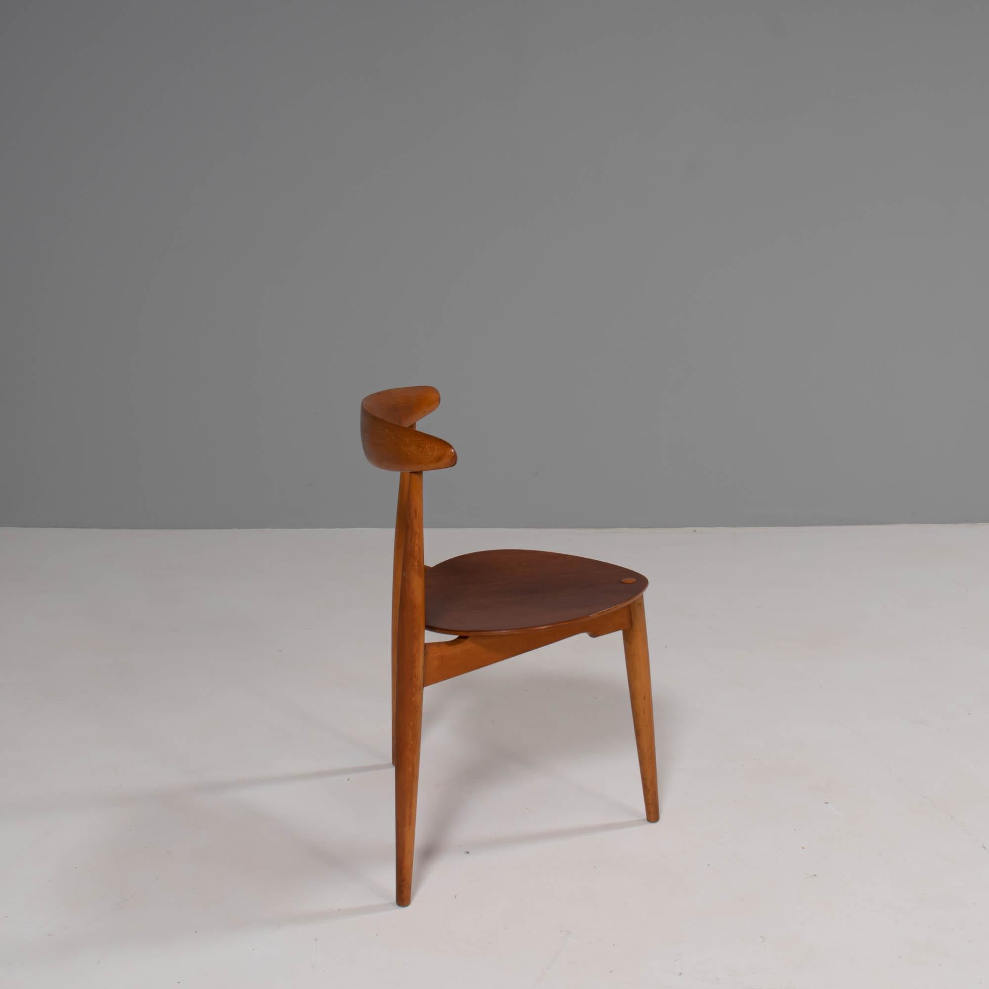 Mid-20th Century Hans Wegner for Fritz Hansen FH4103 Beech & Teak Heart Chairs, Set of 6 For Sale