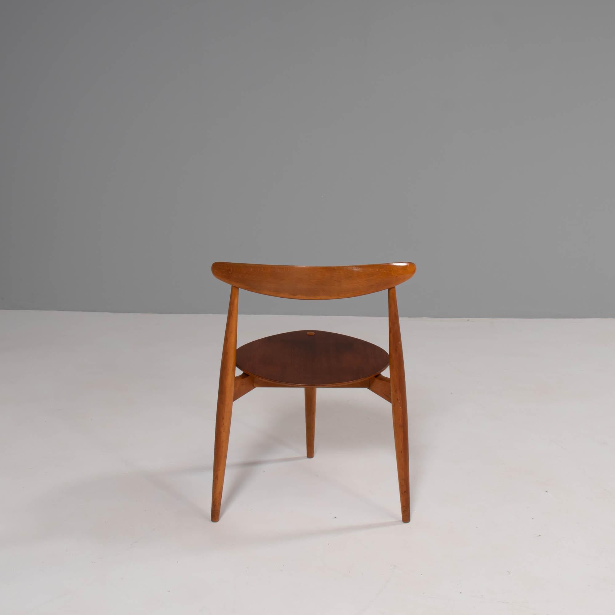 Hans Wegner for Fritz Hansen FH4103 Beech & Teak Heart Chairs, Set of 6 For Sale 1