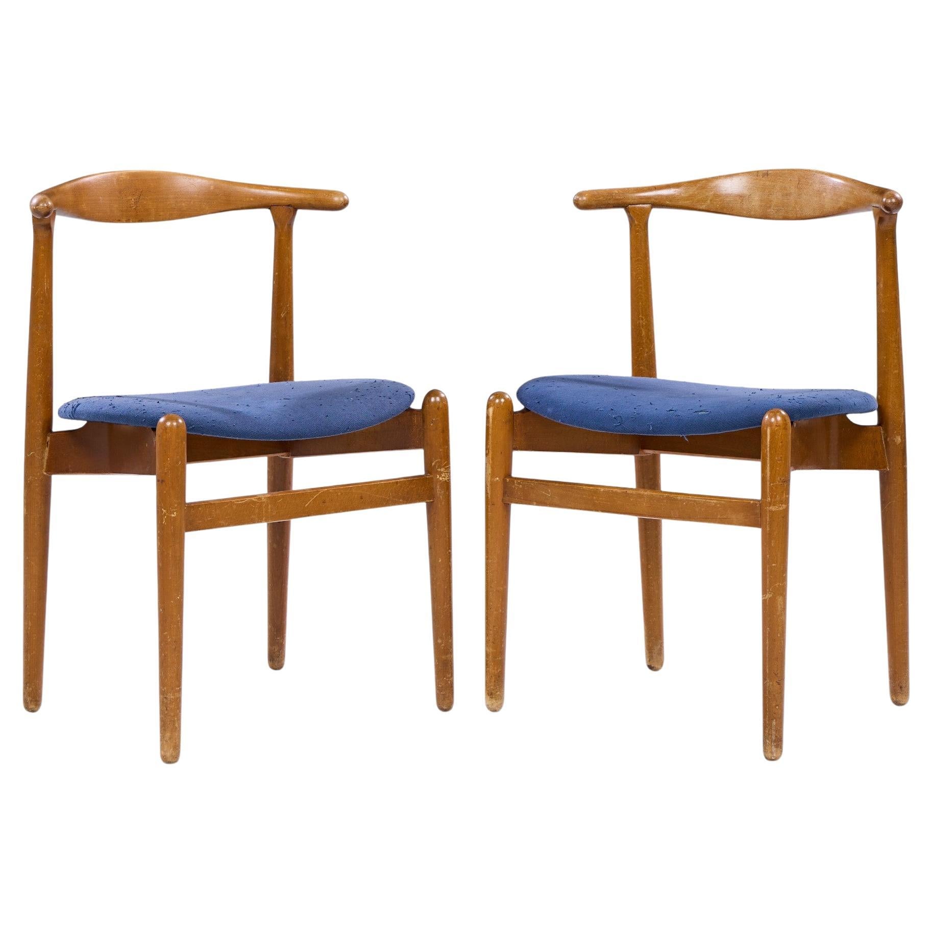 Hans Wegner for Fritz Hansen Model 708 Danish Teak Dining Chairs - Pair