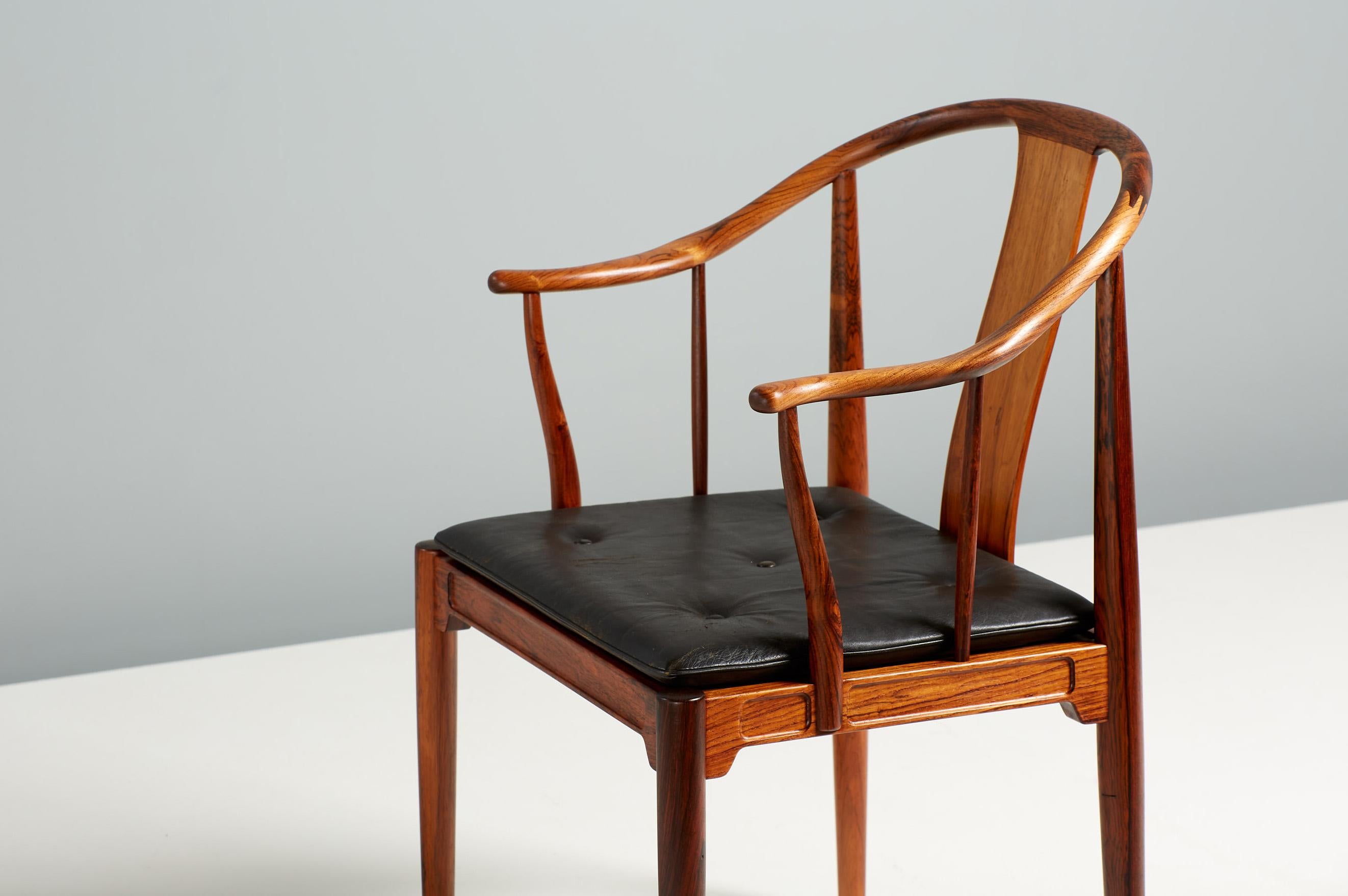 Hans Wegner for Fritz Hansen Rosewood China Chair, c1960s In Good Condition For Sale In London, GB