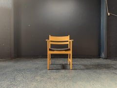 Hans Wegner for Getama Beech and Black Leather Armchair