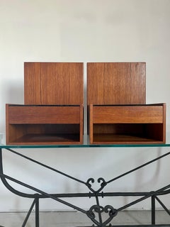 Hans Wegner for GETAMA Floating Teak Nightstands, A Pair