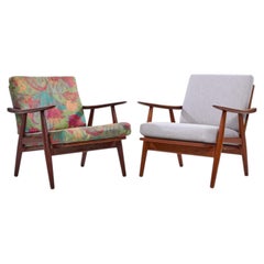 Hans Wegner for Getama GE270 Mid Century Teak Lounge Chairs - Pair