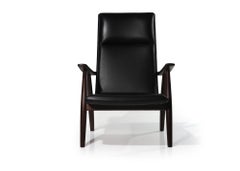 Hans Wegner for Getama High-back in Black Leather